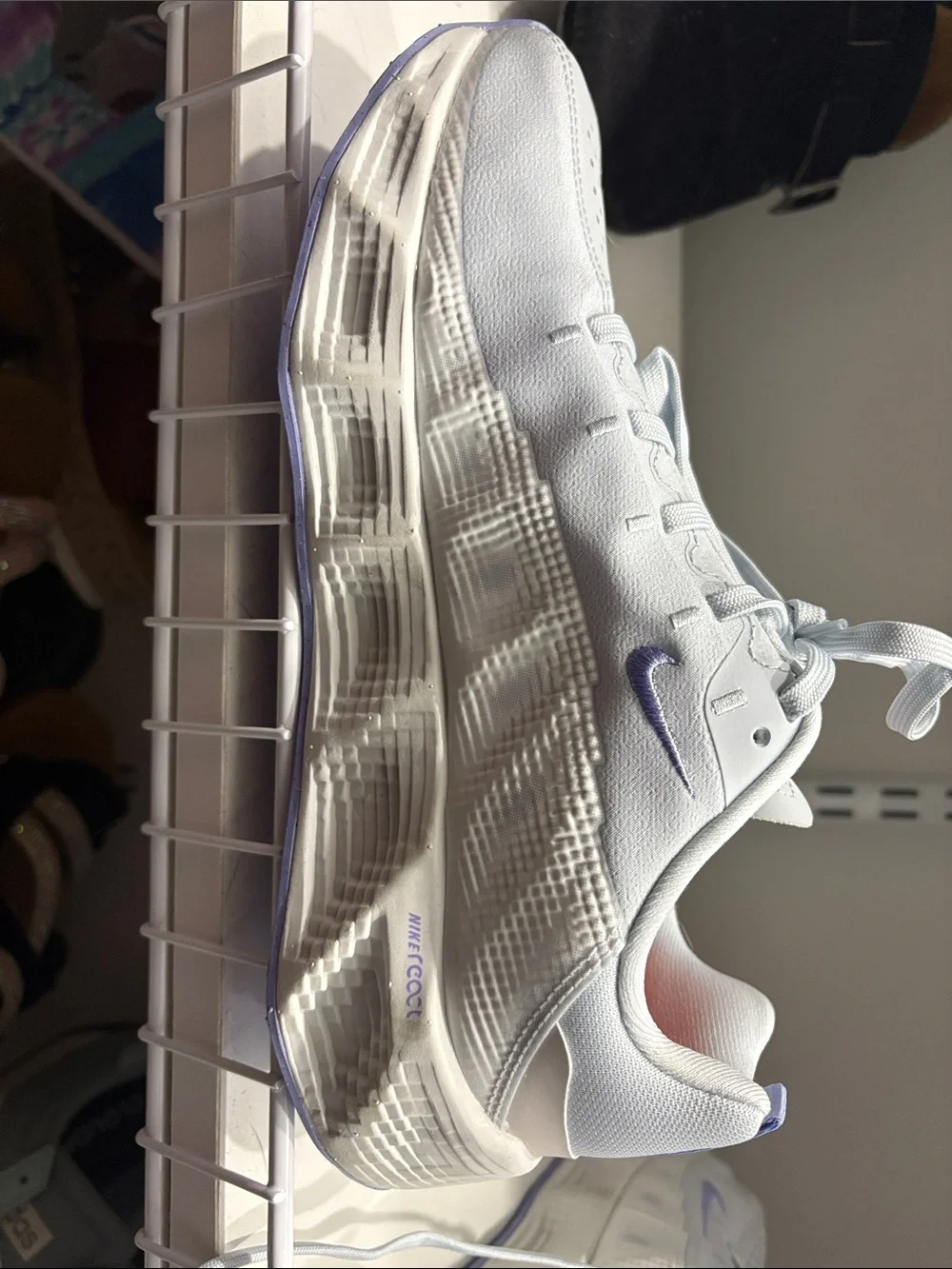 Nike Women’s White Sneakers with Lavender Swoosh